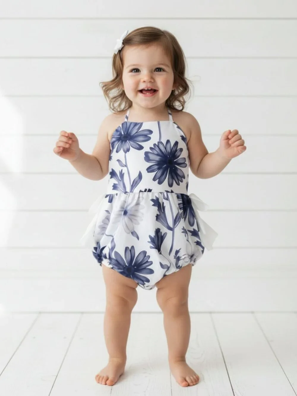 Blue Boutique Floral Ruffle Romper, NWT
